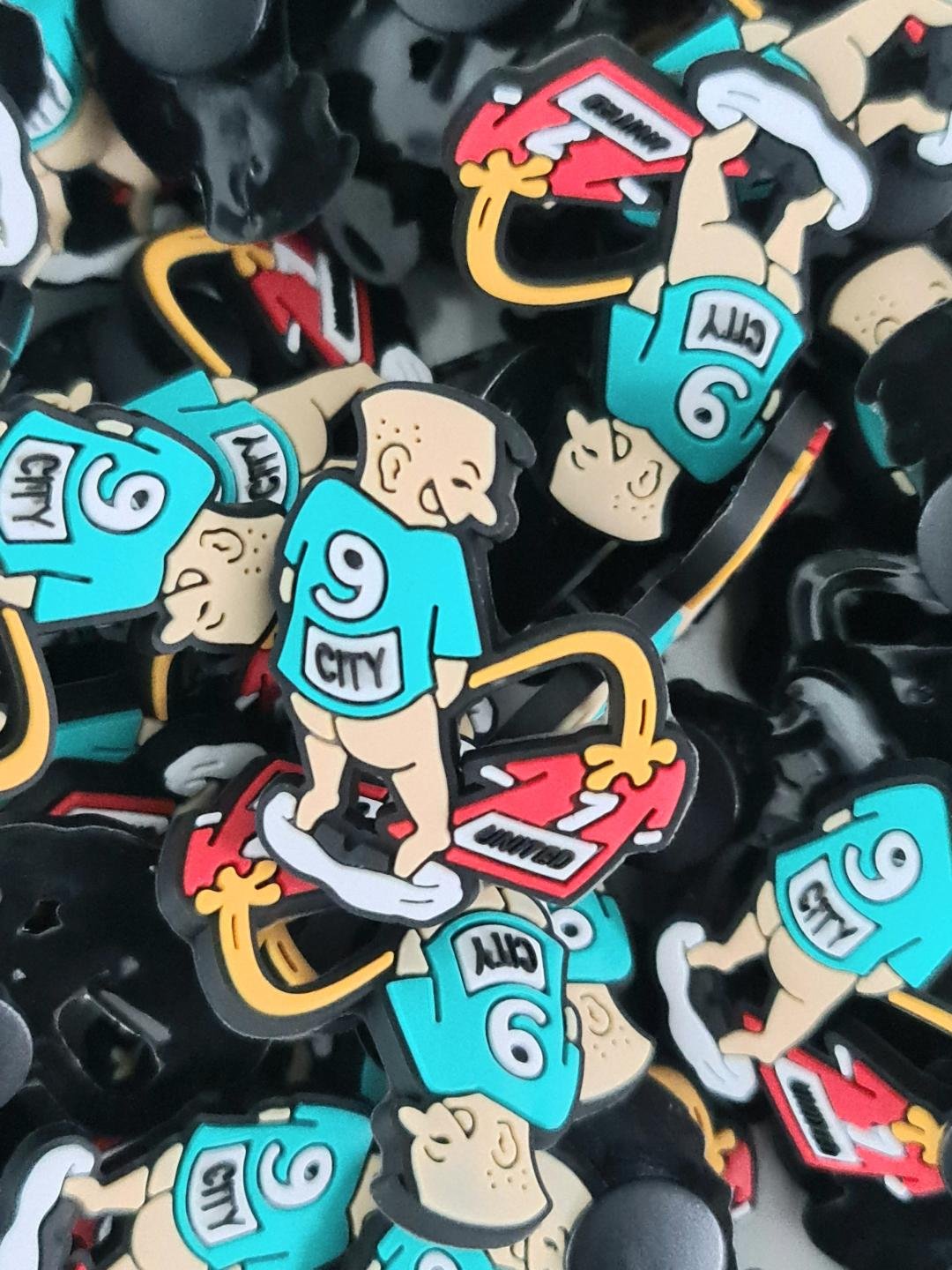 Manchester City Funny Croc Charm Wee on United Jibbitz